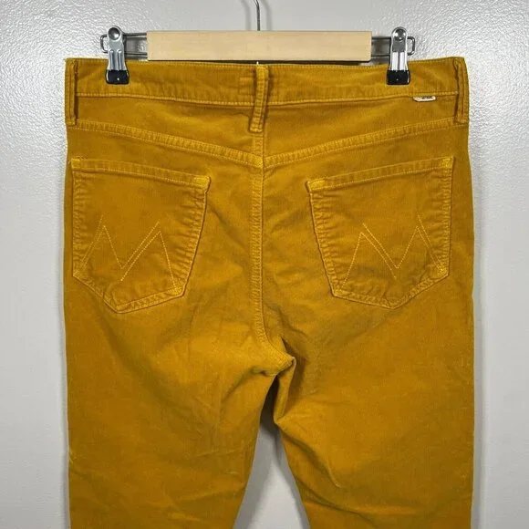 Mother Mid Rise Dazzler Ankle Corduroy Pants Size 32 Hopscotch Honey Yellow